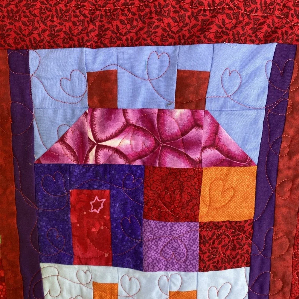 February Valentine's Heart Quilted Wall Hanging Live Love Laugh Welcome 24
